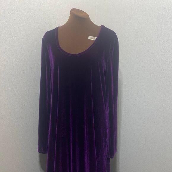 Soft Surroundings Santiago Stretch Purple Velvet Maxi Dress Size Tall XL - Picture 2 of 11
